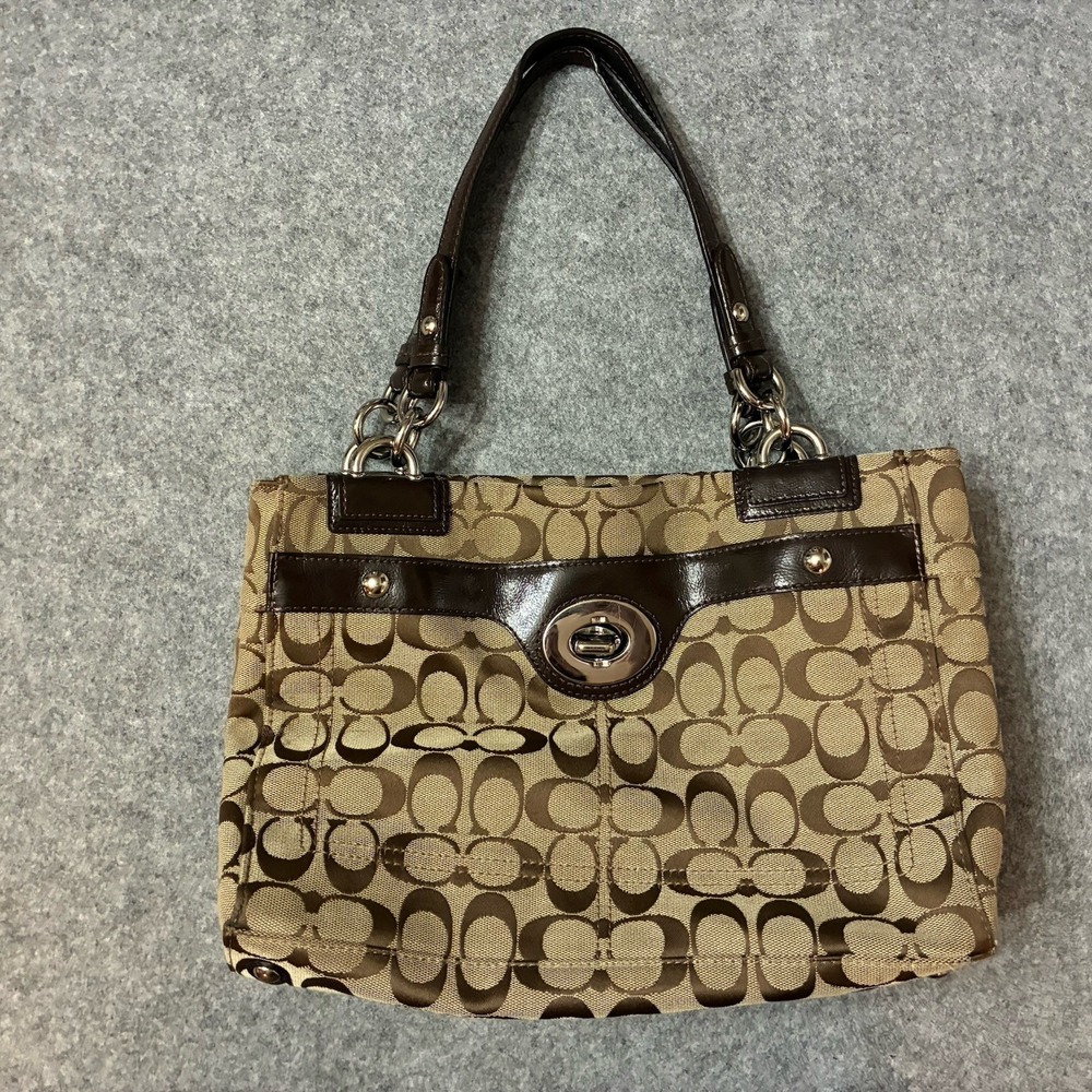 Coach Penelope Carryall Bag F16540 Signature C Jacquard Satchel Tote Handbag Y2K